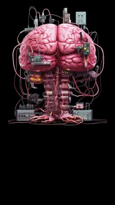 the brain is surrounded by wires and other electronic devices