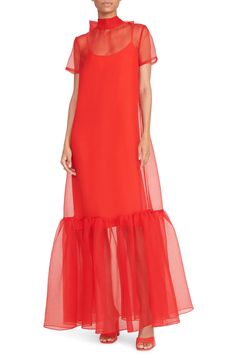 STAUD Calluna Ruffle Hem Organza Gown | Nordstrom