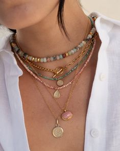 Our Beaded Pink Opal Drop Pendant Necklace is ethically crafted using traditional Bali jewelry techniques. Dotting work brings texture in 18k gold plated metal. Anna Beck, Bali Jewelry, Trending Necklaces, Stacked Necklaces, Toggle Necklace, Drop Pendant Necklace, Jewelry Techniques, Opal Beads, Pretty Necklaces