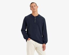 This versatile Four-Button Henley is a closet essential. With its relaxed fit and four-button placket, you can't go wrong. It just works. The classic henley Cut with a relaxed fit With a four-button placket Classic Button-up Henley With Buttons, Casual Relaxed Fit Henley With Buttons, Casual Henley With Buttons For Work, Classic Relaxed Fit Henley For Everyday, Casual Relaxed Fit Henley For Spring, Casual Everyday Henley With Buttons, Casual Everyday Henley, Levi's Relaxed Fit Top With Buttons, Classic Henley With Button Closure