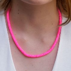 Puka Shell Necklace Pink Round Hawaiian Sea Shell Beach Jewelry, Surfer necklace, SUP 16 or 18 Inches 7067 PNK #WomensNecklace #ShellNecklace #18Inches #seashell #PukaShellNecklace #sup #SeaShell #PukaShellChoker #BeachJewelry #SurferNecklace Pink Round Beads Necklace For Vacation, Pink Round Bead Necklaces For Vacation, Pink Round Beads Necklaces For Vacation, Adjustable Single Strand Pink Beaded Necklace, Pink Beaded Necklace For Beach With Colorful Beads, Pink Tiny Beads Necklace For The Beach, Pink Strand Necklaces For Vacation, Pink Strand Necklaces For Summer, Pink Beach Necklace For Summer