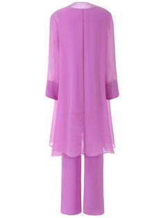 Chic Chiffon Sets For Spring, Purple Fitted Long Sleeve Chiffon Dress, Elegant Long Sleeve Purple Chiffon Dress, Elegant Fitted Silk Chiffon Sets, Fitted Chiffon Long Sleeve Sets, Fitted Chiffon Set With Long Sleeves, Purple Long Sleeve Chiffon Dress, Chic Chiffon Long Sleeve Sets, Chic Long Sleeve Chiffon Set