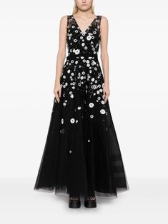 Saiid Kobeisy bead-embellished Tulle Gown - Farfetch Floral Embellished Ball Gown Evening Dress, Embellished Tulle Gown For Evening, Floral Embellished V-neck Evening Dress, Embellished Tulle Evening Dress, Evening Dresses With Contrast Sequin And Tulle, Evening Tulle Dress With Contrast Sequin, Embellished Tulle Evening Dress For Cocktail, Embellished Tulle Maxi Evening Dress, Gala Tulle Evening Dress With Sequins