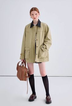 素材 コットン:100% 着用サイズ 173cm BWH : 78/59/88 Mサイズ Cargo Jacket, Oversized Jacket, Color Khaki, Skirt Pants, Color Block, Pants Set, Street Style, Sleeve Length, One Piece