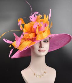 IF YOU LIKE THE DESIGN, JUST WANT TO ADD SOME COLORS TO MATCH YOUR DRESS, PLEASE FEEL FREE TO CONTACT ME, I WILL HELP YOU. 100% Sinamay, light and comfortable *Wide brim measure Appr 6.5" brim *The crown is decorated with feather flower. Very beautiful!! *Head girth is 22"-23",adjustable string inside can give you the best fit. *Great for Kentucky Derby, Church, Wedding, Tea Party or other special event 💃1. All hats will be sent from Rockville, MD, 20850, using FedEx Ground (1- 5 business days Multicolor Hats For Kentucky Derby Evening, Multicolor Hats For Royal Ascot Evening, Elegant Multicolor Hat For Evening, Elegant Multicolor Evening Hat, Elegant Multicolor Short Brim Hat, Elegant Multicolor Mini Hats For Kentucky Derby, Elegant Multicolor Mini Hat For Royal Ascot, Elegant Multicolor Costume Hats And Headpieces For Summer, Elegant Summer Multicolor Costume Hats