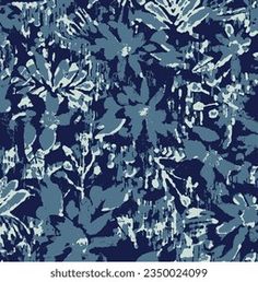 an abstract blue and white floral pattern