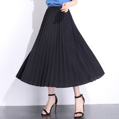 Exude elegance and class in our Solid Pleated Ankle Length Skirt. Featuring a long fit and elasticated waistband, this skirt is sure to keep you feeling comfortable and looking stylish all day long. Perfect for everyday wear, this versatile piece may be paired with a sweater or blouse for an effortlessly chic look to wear for casual days out or informal settings. Ankle-length Solid Lined Skirt, Solid Ankle-length Lined Skirt, Solid Color Ankle-length Lined Skirt, Non-stretch Midi Length Skirt, Stretch Pleated Midi Skirt, Casual Stretch Skirt With Accordion Pleats, Ankle-length Solid Lined Maxi Skirt, Ankle-length Lined Maxi Skirt, Casual Ankle-length Lined Skirt