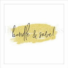 the words bandle and savel written in black ink on a white background with gold glitter