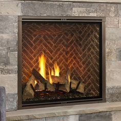 Majestic Marquis II High-efficiency Traditional 42 Inch Direct Vent Gas Fireplace Herringbone Brick, Direct Vent Gas Fireplace, Natural Gas Fireplace, Direct Vent Fireplace, Downstairs Bedroom, Fireplaces Ideas, Fireplace Heat, Led Accent Lighting, Brick Interior