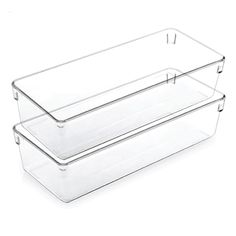 two clear plastic containers on white background