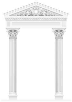 an architectural structure with columns and pillars - buildings objects illustrations on separate layers, all in white