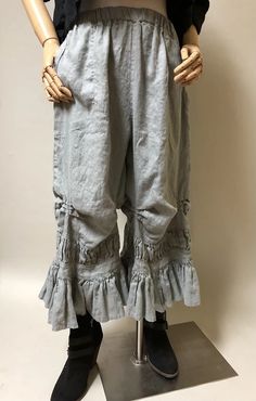 (1) Ruffled Wide Leg Linen Pants - Collette Pant – Heart's Desire Clothing Spring Linen Bottoms With Ruffle Hem, Fitted Linen Bottoms With Ruffles, Bohemian Wide-leg Pants With Ruffles, Fitted Linen Bohemian Bottoms, Fitted Bohemian Linen Bottoms, Grey Scale, Linen Gauze, Wide Leg Linen Pants, Simple Tees