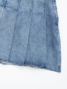 KAOPU ZA Women fashion blue wide pleated denim mini skirt Spring/summer new women's high-waisted High-waist Cotton Pleated Denim Skirt, High Waist Pleated Cotton Denim Skirt, High Waist Pleated Denim Skirt In Cotton, High Waist Cotton Denim Pleated Skirt, Non-stretch Denim Mini Skirt For Summer, Cotton Pleated Mini Denim Skirt, Spring High Waist Non-stretch Skort, Cotton Denim Mini Skirt With Pleats, High Waist Non-stretch Spring Skort