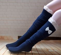 Blue Thigh High Socks, Lace Boot Socks, Socks Lace, Socks Knee High, Brown Socks, Tall Socks, Socks Womens, Over Knee Socks, Over The Knee Socks