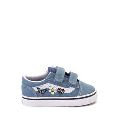 Vans Old Skool V Skate Shoe - Baby / Toddler - Denim / Floral | Journeys Playful Sneakers For Spring Streetwear, Playful Sneakers For Streetwear In Spring, Playful Spring Streetwear Sneakers, Trendy Blue Skate Shoes For Skateboarding, School Skate Shoes For Spring With Round Toe, Spring Skate Shoes For School With Round Toe, Spring Skate Shoes With Round Toe For Skateboarding, Spring Skateboarding Shoes With Round Toe, Cotton Sneakers For School In Summer