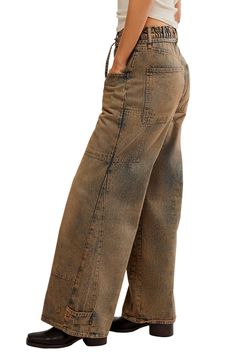 Chic fading and nonstretch denim give an authentic feel to these cargo jeans featuring plenty of pockets for your on-the-go essentials. 30 1/2" inseam; 27" leg opening; 12 1/2" front rise; 15" back rise (size Medium) Zip fly with button closure Five-pocket style 100% cotton Machine wash, dry flat Made in Turkey Distressed Denim Blue Cargo Jeans For Fall, Fall Straight Leg Washed Cargo Jeans, Fall Washed Straight Leg Cargo Jeans, Fall Acid Wash Bottoms With Pockets, Fall Utility Flare Jeans In Medium Wash, Fall Utility Style Medium Wash Flare Jeans, Faded Jeans With Side Pockets For Streetwear, Fall Utility Flare Jeans With Cargo Pockets, Dark Wash Flare Jeans With Cargo Pockets For Fall