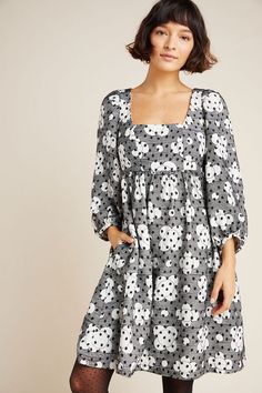 ANTHROPOLOGIE Jane Textured Babydoll Dress - We Select Dresses Baby Doll Dresses, Women Street Style, Embroidered Tunic Dress, She Is Clothed, Lace Shift Dress