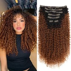 PRICES MAY VARY. 1.Hair Materials - High Quality Protein Hair, Kinky Curly Clip In Hair Extensions, very soft, human hair feeling ,shiny ,clean ,It's made of lace weft, comfortable and breathable. 2.How To Choose - 26 inch curly clip in hair extensions,140g/set, 7pcs/set, suggest you buy 2 packs or 3 packs for full head.(2 packs is recommended to make a full head who have fine type hair,but 3 packs are suggested,if you want thicker). 3.Hair Clips - High Quality metal clips are well sewn into eac Protein Hair, Black Brown Hair, Clip In Hair Extension, Curly Clip Ins, Green Wig, Ombre Hair Extensions, Halo Hair Extensions, Hair Extensions Best, Peinados Fáciles Para Cabello Corto