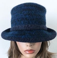 Navy Tweed Felted Wool Cloche Hat with brim, Women's Winter Bucket Hat handmade in your size Art Deco Hats, Wool Bucket Hat, Winter Bucket Hat, Wool Cloche Hat, Felted Hat, Cloche Hats, Wool Berets, Winter Formal, Cloche Hat