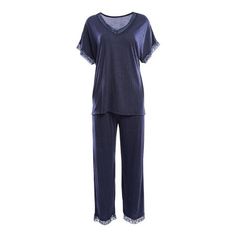 This 2-Piece pant pajama set is extremely comfortable! It is Very Soft and the set comes with a Comfy Matching Top and Bottom Comfort Set. This set can be worn during and after your pregnancy! Color: Blue. Gender: female. Age Group: adult. Nursing Pajamas, Cozy Sleepwear, Womens Maternity, Navy Lace, Womens Pyjama Sets, Sleepwear Sets, Sleep Set, Lace Hem, Pajama Set Women