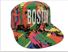 Vintage 90's Boston SPLASH Paint SPLATTER Cap Bright Hat NEON HiP HoP Multi-Color Cotton Snap Back Multicolor Snapback Baseball Cap For Outdoor, Multicolor Flat Bill Baseball Cap For Outdoor, Retro Multicolor Hats For Outdoor, Multicolor Curved Brim Baseball Cap For Outdoor, Trendy Multicolor Snapback Hat With Curved Brim, Casual Multicolor 5-panel Trucker Hat, Casual Multicolor Hats For Streetwear, Trendy Multicolor Hat For Streetwear, Trendy Multicolor Streetwear Hats