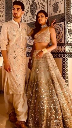 Desi Party, Abhinav Mishra, Lehenga Inspiration, Wedding Kurta, Gold Lehenga, Indian Wedding Gowns, Indian Outfits Lehenga, Couple Wedding Dress