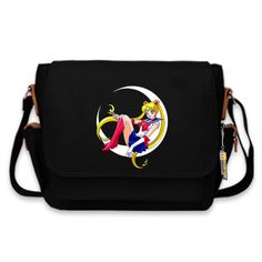 sailor-moon-messenger-bag Anime Print Bags For Everyday Use, Black Rectangular Bag With Anime Print, Harajuku Style Bags With Anime Print For Daily Use, Anime Style Black Bags For Everyday Use, Black School Bags With Anime Print, Anime Print Bags For Cosplay, School Bags With Anime Print, Naoko Takeuchi, Delivery Bag