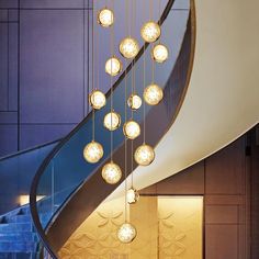 Bubble Ball Crystal Spiral Staircase Chandelier Luxury Lighting Chandeliers, Stairway Lighting, Bubble Ball, Wooden Shades, Staircase Chandelier, Led Outdoor Wall Lights, Glass Wall Lights, Bathroom Wall Lights, Modern Wall Lights