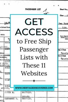 a receipt with the text get access to free ship passenger lists with these 11 web sites