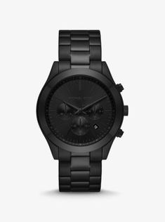 A monochrome masterpiece our Slim Runway watch is designed with a polished all-black finish for a tough-luxe vibe. With tonal time stops this bold piece is the epitome of chic. Slip it on with everything from your favorite off-duty looks to go-to daytime uniforms for a sleek finish. Michael Kors Men, Mens Watches Black, Skagen, Black Stainless Steel, Stainless Steel Watch, Black Watch, Men's Accessories, Maserati, Steel Bracelet