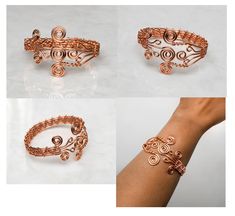 Copper Wire Wrapped Bracelet.cuff Bracelet. Handmade Bracelet - Etsy Pall Mall, Bijoux Fil Aluminium, Bracelets Design, Design Bracelet, Wire Wrapped Bracelet, Bohemian Design, Bracelet Cuff, Celtic Jewelry, Wrapped Jewelry