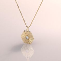 14k Real Solid Gold Hexagon Shape Sunburst Pendant Necklace for Women with Yellow Rose White Gold Options. Perfect jewelry for everyday use and to complete your each look with a simple touch by Norm Jewels. Give a sentimental gift they will be extremely happy with a personalized minimalist pendant necklace that customized with their initials or their beloved ones.. Pendant Details ❥ Gold KT: 14k Solid Yellow Gold ❥ Gold Color Options: Yellow Gold, White Gold, Rose Gold ❥ Pendant: 8.92x10.22 mm ❥ Thickness: 0.87 mm ❥ AAA Grade White Cubic Zirconia ❥ It can be used with up to 3 mm chains. If you are to use it with a thicker chain, please let us know before you make the purchase. ❥ Ready to Ship in 4-7 Business Days MORE FROM US Pendant and Necklaces: https://etsy.me/3NgqiKb More about my sho Minimalist Pendant, Rose Gold Pendant, Geometric Necklace, Necklace Women, Hexagon Shape, Sentimental Gifts, Yellow Roses, Yellow Rose, Gold Gold