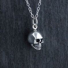 Tiny 3D Skull Charm Necklace 925 Sterling Silver Halloween Goth Skeletal Head | eBay Halloween Skull Jewelry With Skull Print, Edgy Sterling Silver Jewelry For Halloween, Silver Skull Print Jewelry For Halloween, Halloween Silver Jewelry With Skull Print, Gothic Silver Jewelry With Skull Print, Gothic Sterling Silver Jewelry With Skull Print, Silver Skull Print Necklace For Halloween, Halloween Silver Skull Print Necklace, Skull Shaped Silver Jewelry For Halloween