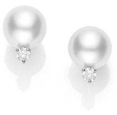 Mikimoto Pearls, Earring Crafts, Diamond Stud Earrings, Akoya Pearls, Pearl Diamond, Diamond Stud, Diamond Earrings Studs, Diamond Studs, Round Diamonds