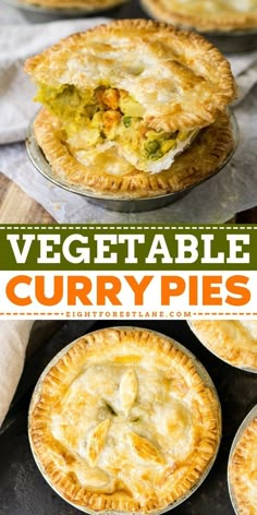 vegetable curvy pies with text overlay that reads, vegetable curvy pies