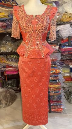 Condition new Cambodian traditional outfit  Size M Top bust 36 inches waist 30 inches  Skirt waist 30 inches  Will ship the same on picture  If you have any questions please contact us we will reply back as soon as we can. Thank you! Elegant Skirt Set For Festivals, Fitted Pink Dress With Traditional Patterns, Fitted Traditional Wear With Traditional Patterns, Fitted Traditional Wear With Traditional Patterns And Drape, Elegant Fitted Skirt Set For Festivals, Fitted Sets With Traditional Patterns And Drape, Traditional Drape Sets With Traditional Patterns, Fitted Traditional Wear For Evening Festivals, Elegant Fitted Skirt Set With Traditional Drape