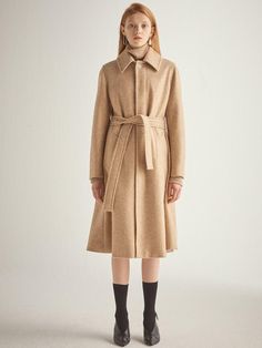 - A-line coat- Spread collar- Hidden button closure- Slant pocket at front- Strap detail at waist- Loose fit- Tonal stitchMeasurements(in.)- Shoulder 16.5, chest 19.7, sleeve 24.8, length 40.5* Model size: height 5'7, bust 31.8, waist 24.8, hip 34.6Composition & Care- 15% angora, 15% wool, 70% polyester- Dry cleaningDesigner- Imported- by HALEINE- Style#:300548929 Tailored A-line Outerwear For Fall, Single Breasted A-line Outerwear For Work, Classic Tailored A-line Outerwear, Classic A-line Outerwear With Buttons, A-line Outerwear With Button Closure, A-line Single Breasted Outerwear For Work, A-line Outerwear With Button Closure For Work, Chic A-line Wool Coat For Work, Fitted A-line Outerwear For Work