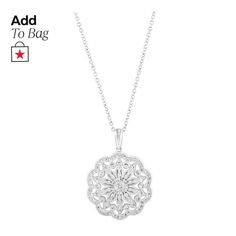 in stock Diamond White Medallion Diamond Jewelry, White Gold Cubic Zirconia Medallion Jewelry, Elegant Medallion Diamond Necklace As Gift, Diamond Cut Medallion Jewelry, Silver 14k Gold Diamond Necklace With Single Cut Diamonds, Elegant Diamond White Medallion Necklace, Elegant Medallion Diamond Necklace With Diamond Accents, White Gold Diamond Necklace With Flower Pendant, Fine Jewelry Sterling Silver Diamond Necklace With Accents