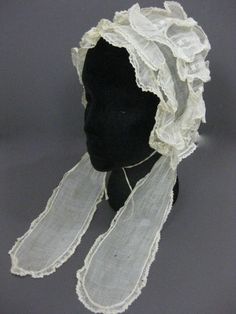 1860 Hairstyles, 1800s Accessories, 1800 Clothing, Head Dresses, Crochet Bonnet, Cap Veil, Lace Bonnet, 19th Century Clothing, Victorian Hats