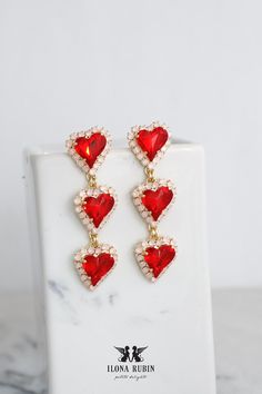 Red Chandelier Earrings, Red Pink Long Earrings, Bridal Red Drop Earrings, Heart Crystal Drop Earrings, Pink Red Heart Earrings - Etsy Red Drop Earrings For Valentine's Day, Red Heart Pendant Earrings For Anniversary, Red Heart Cut Elegant Earrings, Red Heart Earrings For Wedding, Elegant Red Heart Cut Earrings, Elegant Red Double Heart Earrings, Red Dangle Heart Earrings For Anniversary, Red Heart Pendant Earrings, Red Heart Charm Earrings With Pendant