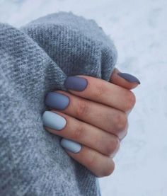 Matte Finish Nails Art Designs, Every Nail Different Color Shades, Multi Colored Nails Winter, Blue January Nails, January Dip Nails, January Nails Ideas 2023, Nail Gelish, Gelish Colors, Winter Nails Gel