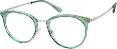 Give your look a warm touch with soft neutrals. These round glasses feature TR90 rims with a glossy finish in the following colors: taupe (translucent brownish gray) and green. The bridge and flexible temple arms are metal with a shiny finish. This is a wide frame. | Zenni Women's Round Prescription Glasses Green Frame Green Glasses Frames, Round Prescription Glasses, Green Glasses, Round Eyeglasses Frames, Eyewear Trends, Diamond Face, Zenni Optical, Eyeglasses Frames For Women, Cute Frames