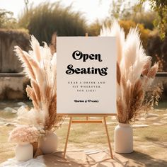 No Seating Chart Sign For Wedding, Open Seating Wedding Sign, Seating Wedding Sign, Open Seating Sign, Open Seating Wedding, Black And White Template, Wedding Seating Sign, Seating Wedding, Wedding Seating Signs