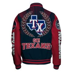 Houston Texans LVIII We Are Texans Varsity Jacket VARSITY JACKET The varsity jacket is perfect for the ones who are looking for a statement outwear option to make a cool casual outfit. It is not only trendy but also a practical item to wear during the colder season. It is perfect for casual wear, daily,... Jacket Varsity, Sport Events, Cardinals Nfl, Knitted Collar, Women Camping, Human Right, Back To School Shopping, Houston Texans, Cold Season