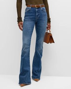 FRAME Le High Flare Jeans | Neiman Marcus Denim Essentials, Fall Street Style, Business Casual Outfits, Style Outfits, Western Style, Comfy Outfits, Western Fashion, Autumn Winter Fashion, Jeans And Boots