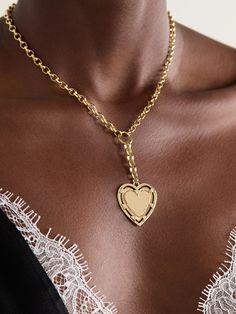 Foundrae believes that jewelry is a tool of self-expression, so styles like this necklace are perfect for marking a special occasion. It's handcrafted from 18-karat gold and strung with a heart-shaped peNdant set with 0.175-carats of sparkling diamonds. Engrave the center with initials of a loved one or an important date. Valentine's Day 14k Gold Pendant Necklace, 14k Gold Heart Cut Necklace With Adjustable Chain, Gold-tone Clavicle Chain Necklace For Anniversary, Luxury White Gold Necklace For Valentine's Day, Gold Plated Clavicle Chain For Valentine's Day, 14k Gold Pendant Necklace For Valentine's Day, Gold Plated Clavicle Chain Jewelry For Valentine's Day, Luxury Gold-plated Necklaces As Gift For Her, Luxury Gold Plated Necklaces As A Gift For Her