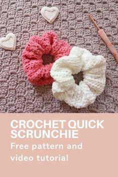 crochet quick scrunchie free pattern and video tutor for beginners