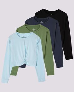 High-quality Material: Our long sleeve twist front cropped t-shirts for women are crafted from top-tier spandex materials, providing a soft and comfortable feel. Ideal for both workout tops for women and casual wear.Versatile Design: These active long sleeve twist front crop tops for women are perfect for any activity. Whether you're participating in athletic activities or just lounging around, these athletic long sleeve women twist front athletic shirts are a must-have.Stylish and Functional: O Athletic Long Sleeve, Crop Tops For Women, Twist Front Crop Top, Athletic Crop Top, Workout Tops For Women, Boys Bottoms, Sleeve Women, Women Long Sleeve Tops, Athletic Shirts