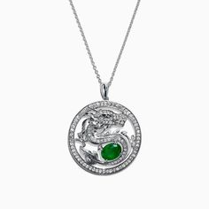 Effy Safari 14K Gold Diamond & Emerald Dragon Pendant, 1.83 TCW Slytherin Jewelry, Emerald Dragon, Elephant Ring, Peacock Pendant, Snake Pendant, White Gold Sapphire, Dragon Jewelry, Bear Pendant, Black Sapphire