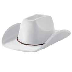 SET INCLUDES: Included in the set is 1 white cowboy hat. Prepare to dive into some fun and embrace your inner cowboy or cowgirl with our White Cowboy Hat. This accessory is the ideal addition to finish off your Western-inspired costume. White Felt Hat For Country Events, White Short Brim Felt Hat For Country Events, White Wide Brim Felt Hat For Rodeo, White Short Brim Felt Hat For Ranch, White Wide Brim Felt Hat For Ranch, White Western Wide Brim Felt Hat, White Wide Brim Western Felt Hat, White Western Hat For Western-themed Events, White Brimmed Country Style Felt Hat